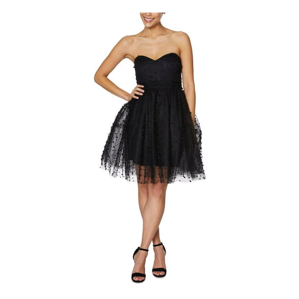 Womens Mini Strapless Tulle Party Cocktail Dress Black 3X 